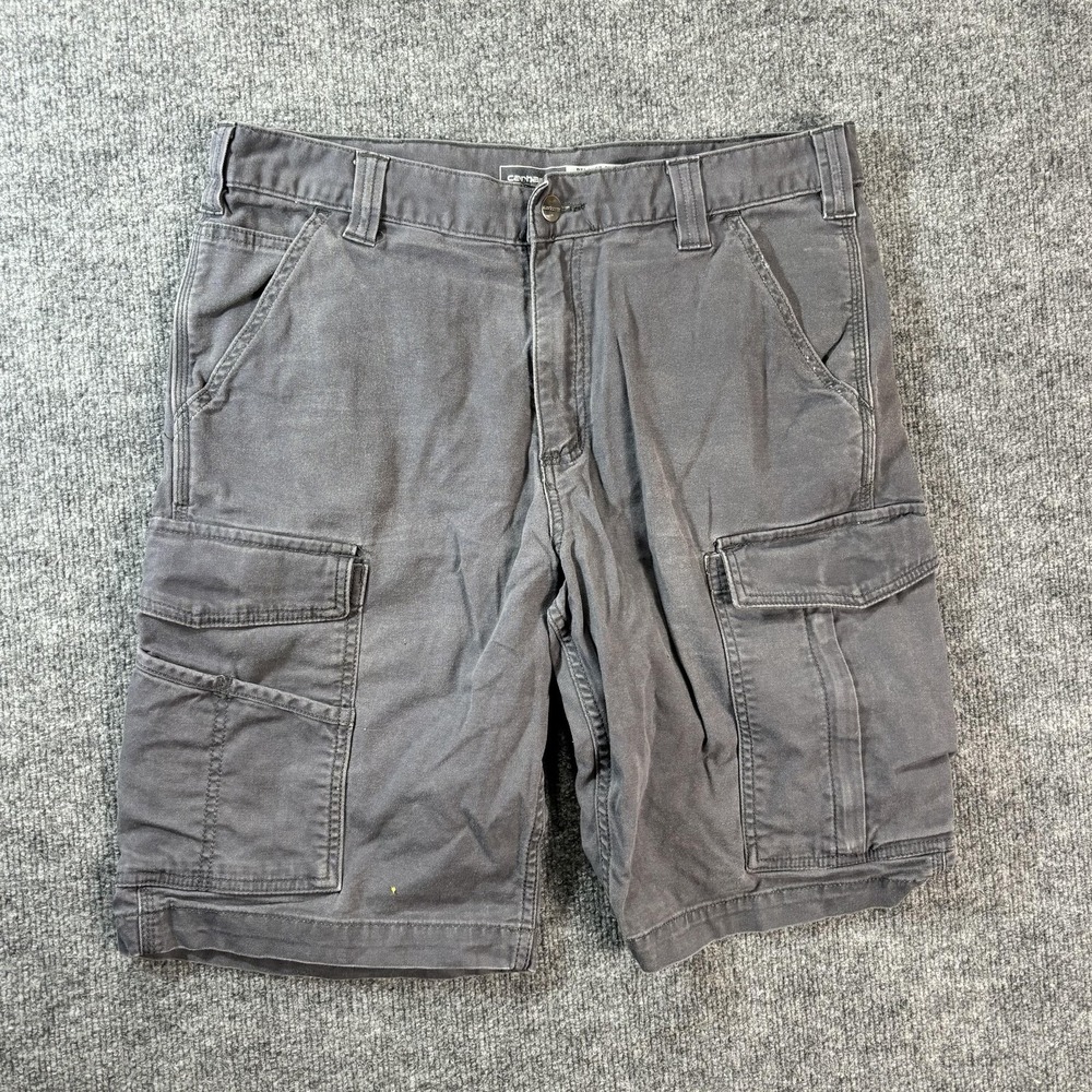 Carhartt Cargo Shorts Mens 34 Gray Canvas Relaxed Fit Workwear Utility Summer